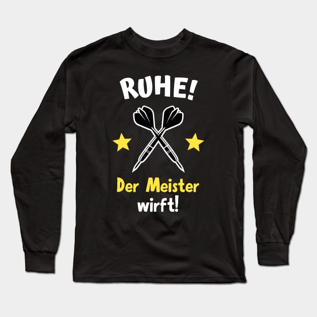 Darts Lustiger Spruch Meister Dartpfeile Long Sleeve T-Shirt by Foxxy Merch